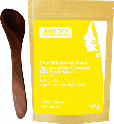 MADOFY Skin Whitening Mask (Curcuma & Thanaka Powder) 100 gm with Wooden Spoon(100 g)
MADOFY Skin Whitening Mask (Curcuma & Thanaka Powder) 100 gm with Wooden Spoon(100 g)