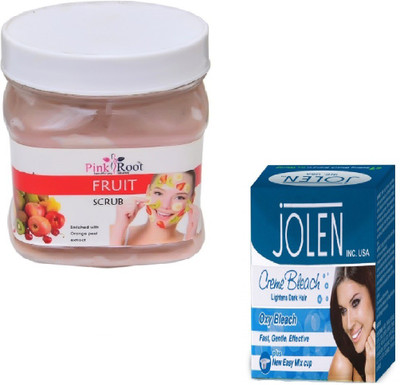 Pink Root FRUIT SCRUB 500GM WITH OXY BLEACH 28GM(Set of 2)