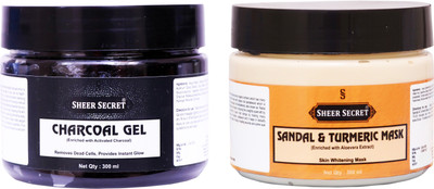 Sheer Secret Charcoal Gel 300ml and Sandal Mask 300ml(Set of 2)