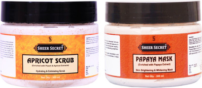Sheer Secret Apricot Scrub 300ml and Papaya Mask 300ml(Set of 2)