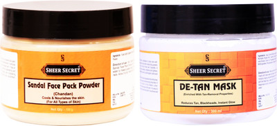 Sheer Secret Sandal Face Pack Powder 150gm and De-tan Mask 300ml(Set of 2)