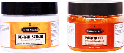Sheer Secret De-tan Scrub 300ml and Papaya Gel 300ml(Set of 2)