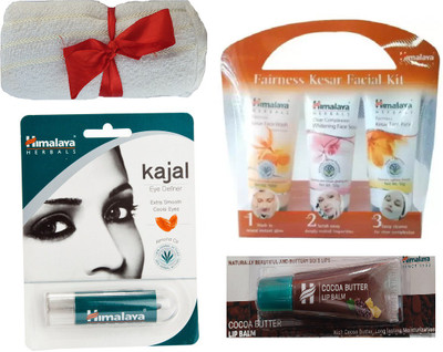Himalaya Kajal Eye Definer, Fairness Kesar Facial Kit, Cocoa Butter Lip Balm, Face Towel(Set of 4)
Himalaya Kajal Eye Definer, Fairness Kesar Facial Kit, Cocoa Butter Lip Balm, Face Towel(Set of 4)