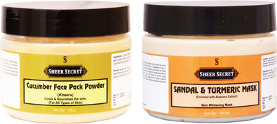 Sheer Secret Cucumber Face Pack Powder 150gm and Sandal Mask 300ml(Set of 2)