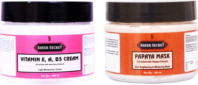Sheer Secret Vitamin-e Cream 300ml and Papaya Mask 300ml(Set of 2)
