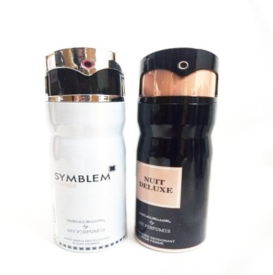 PARFUMDELUXE SYMBLEM INTENSE AND NUIT DELUXE Deodorant Spray - For Men & Women(400 ml, Pack of 2)
PARFUMDELUXE SYMBLEM INTENSE AND NUIT DELUXE Deodorant Spray - For Men & Women(400 ml, Pack of 2)