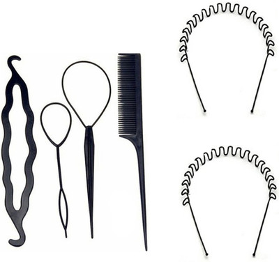 JAGTEK Combo set 6 / 4pcs Hair Braided Styling Tool Hair Roller Bridles Magic Hair Twist Tool Style / Pack Of 2 - Black Color Zigzag Wavy Hair Band For Daily Use Made From Strong Metal(Set of 19)
JAGTEK Combo set 6 / 4pcs Hair Braided Styling Tool Hair Roller Bridles Magic Hair Twist Tool Style / Pack Of 2 - Black Color Zigzag Wavy Hair Band For Daily Use Made From Strong Metal(Set of 19)