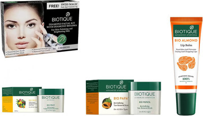 BIOTIQUE BIO Fruit Face Pack, Bio Papaya Revitalizing Tan Removal Scrub, Bio Diamond Facial Kit , LIP BALM(Set of 4)
BIOTIQUE BIO Fruit Face Pack, Bio Papaya Revitalizing Tan Removal Scrub, Bio Diamond Facial Kit , LIP BALM(Set of 4)