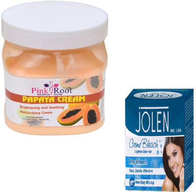 Pink Root PAPAYA CREAM 500GM WITH JOLEN OXY BLEACH 28GM(Set of 2)