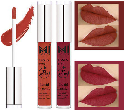 MI FASHION 100% Veg Matte Made in India Liquid Lip Gloss Lipstick Waterproof, Long Lasting Set of 2 -(6 ml, Brick Red Liquid Lipstick,Shimmer Cherry Lip Gloss)
MI FASHION 100% Veg Matte Made in India Liquid Lip Gloss Lipstick Waterproof, Long Lasting Set of 2 -(6 ml, Brick Red Liquid Lipstick,Shimmer Cherry Lip Gloss)