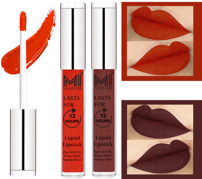MI FASHION 100% Veg Matte Liquid Lip Gloss Lipstick Waterproof, Long Lasting Set of 2 -(6 ml, Orange Pulp Liquid Lipstick,Dark Brown Lip Gloss)
MI FASHION 100% Veg Matte Liquid Lip Gloss Lipstick Waterproof, Long Lasting Set of 2 -(6 ml, Orange Pulp Liquid Lipstick,Dark Brown Lip Gloss)