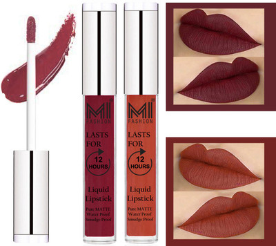 MI FASHION 100% Veg Matte Made in India Liquid Lip Gloss Lipstick Waterproof, Long Lasting Set of 2 -(6 ml, Red Mart Liquid Lipstick,Brick Red Lip Gloss)
MI FASHION 100% Veg Matte Made in India Liquid Lip Gloss Lipstick Waterproof, Long Lasting Set of 2 -(6 ml, Red Mart Liquid Lipstick,Brick Red Lip Gloss)