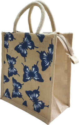 AMAAZE JUTE LUNCH BAG Waterproof Lunch Bag(Blue, 10 L)