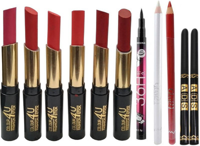 RTB COMBO OF MATTE LIPSTICK, BLACK WHITE RED LIP/EYELINER AND KAJAL PACK OF 11(Set of 11)
RTB COMBO OF MATTE LIPSTICK, BLACK WHITE RED LIP/EYELINER AND KAJAL PACK OF 11(Set of 11)