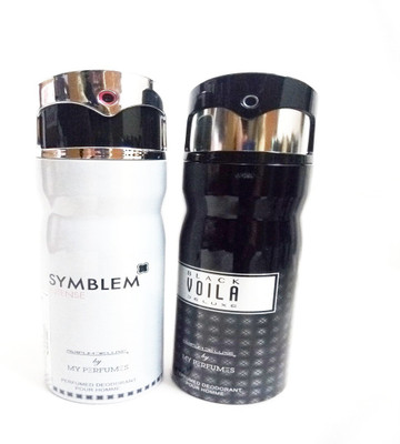 PARFUMDELUXE SYMBLEM INTENSE AND BLACK VOILA DELUXE Deodorant Spray - For Men(400 ml, Pack of 2)
PARFUMDELUXE SYMBLEM INTENSE AND BLACK VOILA DELUXE Deodorant Spray - For Men(400 ml, Pack of 2)