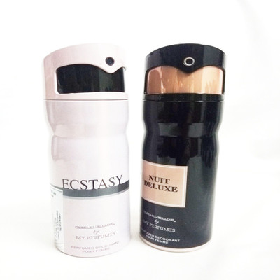 PARFUMDELUXE ECSTASY AND NUIT DELUXE Deodorant Spray - For Women(400 ml, Pack of 2)
PARFUMDELUXE ECSTASY AND NUIT DELUXE Deodorant Spray - For Women(400 ml, Pack of 2)