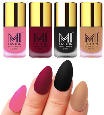 MI Fashion Premium Quality Dull Velvet Matte Nail Polish Duo Pont Flat Brush Exclusive Combo Baby Pink,Mauve,Black,Nude(Pack of 4)
MI Fashion Premium Quality Dull Velvet Matte Nail Polish Duo Pont Flat Brush Exclusive Combo Baby Pink,Mauve,Black,Nude(Pack of 4)