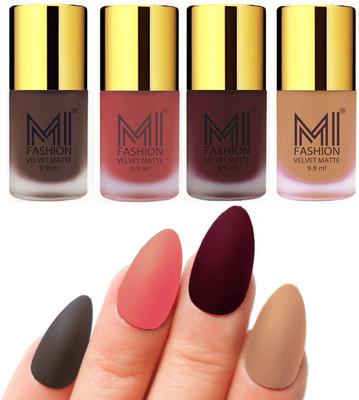 MI Fashion Premium Quality Dull Velvet Matte Nail Polish Duo Pont Flat Brush Exclusive Combo Coffee,Light Peach,Red Wine,Nude(Pack of 4)
MI Fashion Premium Quality Dull Velvet Matte Nail Polish Duo Pont Flat Brush Exclusive Combo Coffee,Light Peach,Red Wine,Nude(Pack of 4)