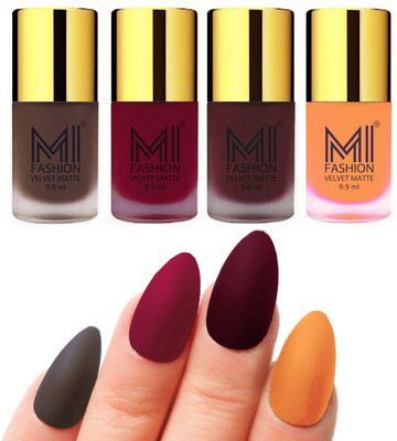 MI Fashion Premium Quality Dull Velvet Matte Nail Polish Duo Pont Flat Brush Exclusive Combo Coffee,Mauve,Red Wine,Saffron Orange(Pack of 4)
MI Fashion Premium Quality Dull Velvet Matte Nail Polish Duo Pont Flat Brush Exclusive Combo Coffee,Mauve,Red Wine,Saffron Orange(Pack of 4)