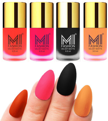 MI Fashion Premium Quality Dull Velvet Matte Nail Polish Duo Pont Flat Brush Exclusive Combo Orange,Neon Pink,Black,Saffron Orange(Pack of 4)
MI Fashion Premium Quality Dull Velvet Matte Nail Polish Duo Pont Flat Brush Exclusive Combo Orange,Neon Pink,Black,Saffron Orange(Pack of 4)