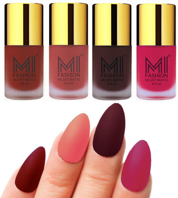 MI Fashion Premium Quality Dull Velvet Matte Nail Polish Duo Pont Flat Brush Exclusive Combo Red,Light Peach,Wine,Pink(Pack of 4)
MI Fashion Premium Quality Dull Velvet Matte Nail Polish Duo Pont Flat Brush Exclusive Combo Red,Light Peach,Wine,Pink(Pack of 4)