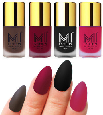 MI Fashion Premium Quality Dull Velvet Matte Nail Polish Duo Pont Flat Brush Exclusive Combo Coffee,Mauve,Black,Pink(Pack of 4)
MI Fashion Premium Quality Dull Velvet Matte Nail Polish Duo Pont Flat Brush Exclusive Combo Coffee,Mauve,Black,Pink(Pack of 4)