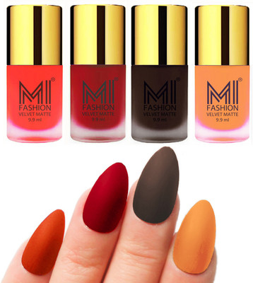 MI Fashion Premium Quality Dull Velvet Matte Nail Polish Duo Pont Flat Brush Exclusive Combo 0Orange,Tomato Red,Dark Brown,Saffron Orange(Pack of 4)
MI Fashion Premium Quality Dull Velvet Matte Nail Polish Duo Pont Flat Brush Exclusive Combo 0Orange,Tomato Red,Dark Brown,Saffron Orange(Pack of 4)