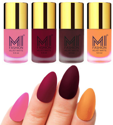 MI Fashion Premium Quality Dull Velvet Matte Nail Polish Duo Pont Flat Brush Exclusive Combo Baby Pink,Mauve,Red Wine,Saffron Orange(Pack of 4)
MI Fashion Premium Quality Dull Velvet Matte Nail Polish Duo Pont Flat Brush Exclusive Combo Baby Pink,Mauve,Red Wine,Saffron Orange(Pack of 4)