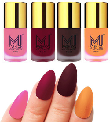 MI Fashion Premium Quality Dull Velvet Matte Nail Polish Duo Pont Flat Brush Exclusive Combo Baby Pink,Mauve,Wine,Saffron Orange(Pack of 4)
MI Fashion Premium Quality Dull Velvet Matte Nail Polish Duo Pont Flat Brush Exclusive Combo Baby Pink,Mauve,Wine,Saffron Orange(Pack of 4)