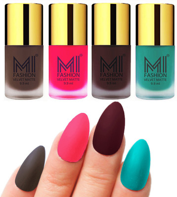 MI Fashion Premium Quality Dull Velvet Matte Nail Polish Duo Pont Flat Brush Exclusive Combo Coffee,Neon Pink,Wine,Sky Blue(Pack of 4)
MI Fashion Premium Quality Dull Velvet Matte Nail Polish Duo Pont Flat Brush Exclusive Combo Coffee,Neon Pink,Wine,Sky Blue(Pack of 4)