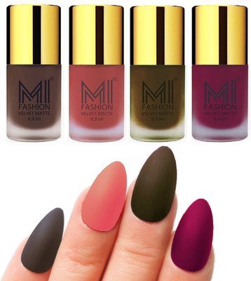 MI Fashion Premium Quality Dull Velvet Matte Nail Polish Duo Pont Flat Brush Exclusive Combo Coffee,Light Peach,Olive Brown,Magenta(Pack of 4)
MI Fashion Premium Quality Dull Velvet Matte Nail Polish Duo Pont Flat Brush Exclusive Combo Coffee,Light Peach,Olive Brown,Magenta(Pack of 4)