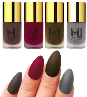 MI Fashion Premium Quality Dull Velvet Matte Nail Polish Duo Pont Flat Brush Exclusive Combo Coffee,Mauve,Olive Brown,Grey(Pack of 4)
MI Fashion Premium Quality Dull Velvet Matte Nail Polish Duo Pont Flat Brush Exclusive Combo Coffee,Mauve,Olive Brown,Grey(Pack of 4)