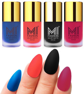 MI Fashion Premium Quality Dull Velvet Matte Nail Polish Duo Pont Flat Brush Exclusive Combo Navy Blue,Neon Orange,Black,Pink(Pack of 4)
MI Fashion Premium Quality Dull Velvet Matte Nail Polish Duo Pont Flat Brush Exclusive Combo Navy Blue,Neon Orange,Black,Pink(Pack of 4)