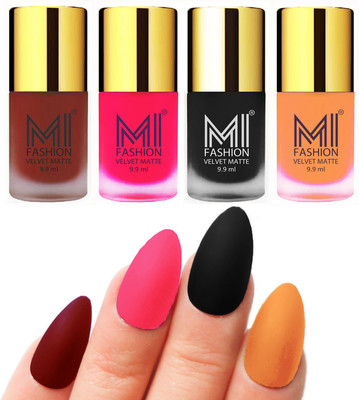 MI Fashion Premium Quality Dull Velvet Matte Nail Polish Duo Pont Flat Brush Exclusive Combo Red,Neon Pink,Black,Saffron Orange(Pack of 4)
MI Fashion Premium Quality Dull Velvet Matte Nail Polish Duo Pont Flat Brush Exclusive Combo Red,Neon Pink,Black,Saffron Orange(Pack of 4)