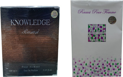 Rasasi KNOWLEDGE AND POUR FEMME ( PACK OF 2) Eau de Parfum - 190 ml(For Men & Women)