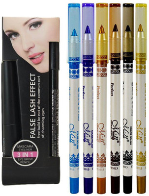 Rtb Mascara Eyeliner Eyebrow pencil 3 in 1 with 2nd Gen Eye / Lip Liner Multicolor pack of 6(Set of 9)
Rtb Mascara Eyeliner Eyebrow pencil 3 in 1 with 2nd Gen Eye / Lip Liner Multicolor pack of 6(Set of 9)
