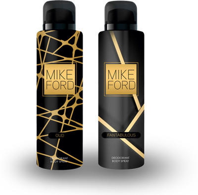 MIKE FORD Oud & Fantabulous DUAL PACK DEODORANT OFFER 150 ML Deodorant Spray - For Men & Women(150 ml, Pack of 2)
MIKE FORD Oud & Fantabulous DUAL PACK DEODORANT OFFER 150 ML Deodorant Spray - For Men & Women(150 ml, Pack of 2)