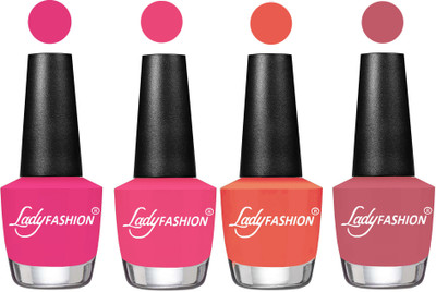 Lady Fashion UV Soak Off Nail Growth Gel Nail Polish Pink, Bright Pink, Carrot, Nude Pink(Pack of 4)