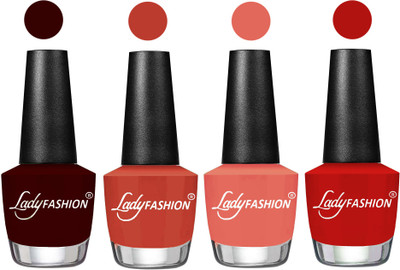 Lady Fashion UV Soak Off Nail Growth Gel Nail Polish Maroon, Light Copper, Peach, Orange(Pack of 4)