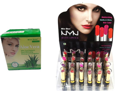 Miss Boss matte long lasting lipstick and kb Aloe Vera Foundation dual whitening waterproof Foundation (green) combo(Set of 2)
Miss Boss matte long lasting lipstick and kb Aloe Vera Foundation dual whitening waterproof Foundation (green) combo(Set of 2)