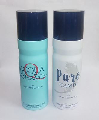 HAMD AQUA & PURE pack of 2 Deodorant Spray (400 ml, Pack of 2) Body Spray - For Men & Women(400 ml, Pack of 2)
HAMD AQUA & PURE pack of 2 Deodorant Spray (400 ml, Pack of 2) Body Spray - For Men & Women(400 ml, Pack of 2)