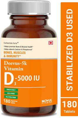 Carbamide Forte Vitamin D3 5000 IU Supplement for Bones, Muscles & Immunity - 180 Tablets(180 No)
Carbamide Forte Vitamin D3 5000 IU Supplement for Bones, Muscles & Immunity - 180 Tablets(180 No)