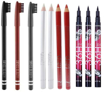 Rtb Combo of Eye Brow Pencil 3 Colors , 3 Black Eyeliner 36 Hrs , 2 Red + 2 White lipliner/eyeliner dual use(Set of 10)
Rtb Combo of Eye Brow Pencil 3 Colors , 3 Black Eyeliner 36 Hrs , 2 Red + 2 White lipliner/eyeliner dual use(Set of 10)