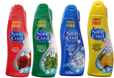 NICE COOL cool powder ROSE,NEEM,COOL,LEMON pack of 4(600 g)