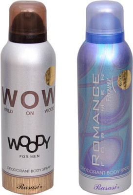 Rasasi ***Rasasi Woody Men,Romance Deodorant Spray - For Men(400 ml, Pack of 2)