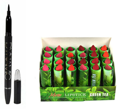 Miss Boss ads 24 green tea lipstick and dynamic eyeliner (black) combo(Set of 2)