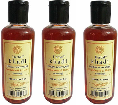 Herbal Khadi SANDALWOOD+HONEY BODY WASH- Pack of 3(210 ml, Pack of 3)