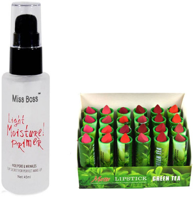 Miss Boss 24 green tea lipstick and Matte Long Lasting light moisture Primer - 45 ml combo(Set of 2)
Miss Boss 24 green tea lipstick and Matte Long Lasting light moisture Primer - 45 ml combo(Set of 2)