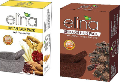elina Herbals Natural and Organic 100 % Premium Herbals Face & Hair Combo Pack (Uptan & Shikakai)-200gms.(200 g)