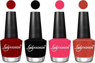 Lady Fashion Most Alluring High Gloss Effect Matte Nail Polish Combo ( Set of 4 ) Blood Red , Black, Sweet Pink, Light Copper(Pack of 4)
Lady Fashion Most Alluring High Gloss Effect Matte Nail Polish Combo ( Set of 4 ) Blood Red , Black, Sweet Pink, Light Copper(Pack of 4)